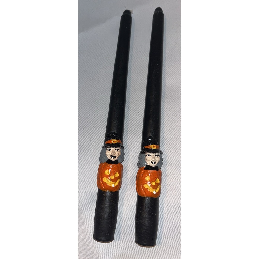 Halloween Taper Candle 10" Tall Set Lot Of 2 Witch New Vintage